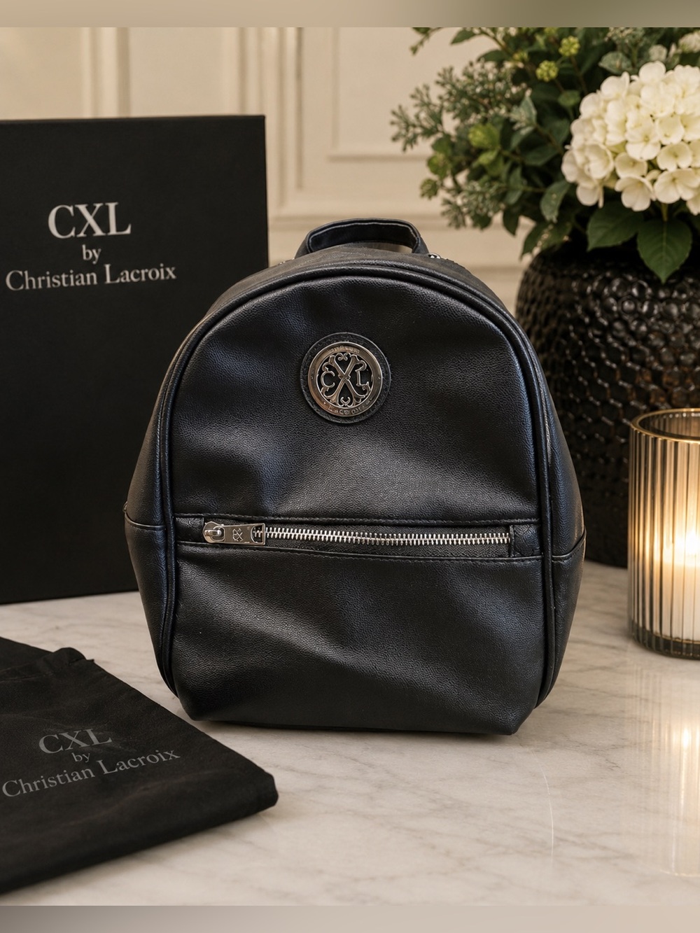 CXL by Christian Lacroix Black Pine Caviar Faux Leather Backpack